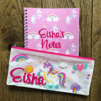 Notebook and Pencilcase or Mini Pencil Set - Personalised